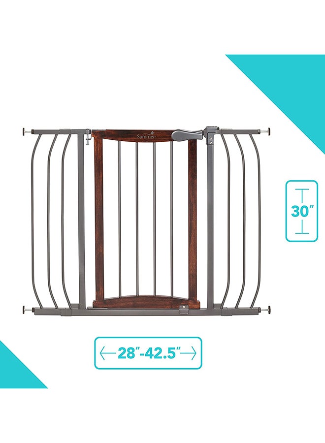 summer infant - Multi-use Extra Tall Walk-Thru Gate With Quality Metal and Hardwood- Brown/Grey - Image 1