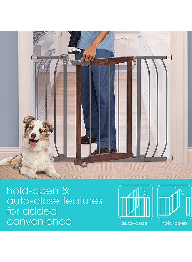 summer infant - Multi-use Extra Tall Walk-Thru Gate With Quality Metal and Hardwood- Brown/Grey - Image 1