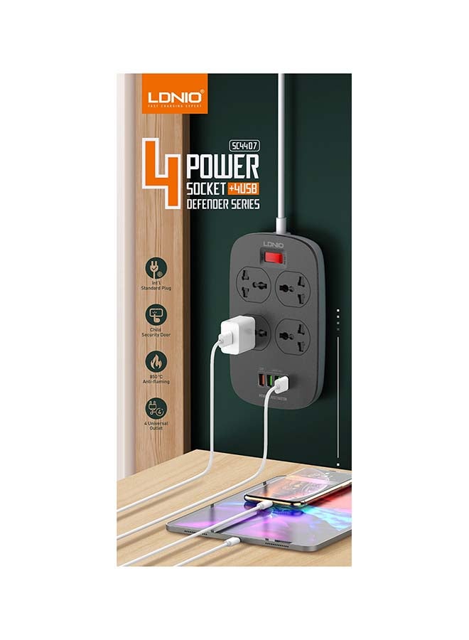 4 Power Sockets and 18W USB Ports Defender Series 2500w  Power Strip with QC USB Port Fast Charging  2M Power Cord Black 200cm - v1650343848/N44641042A_2
