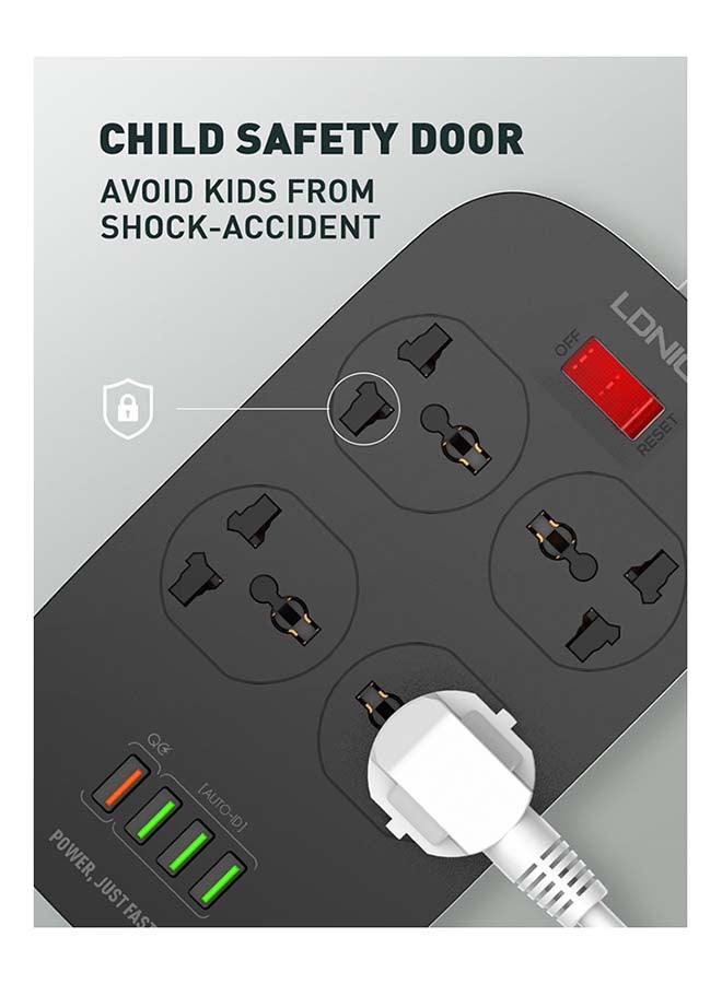 4 Power Sockets and 18W USB Ports Defender Series 2500w  Power Strip with QC USB Port Fast Charging  2M Power Cord Black 200cm - v1650343848/N44641042A_4