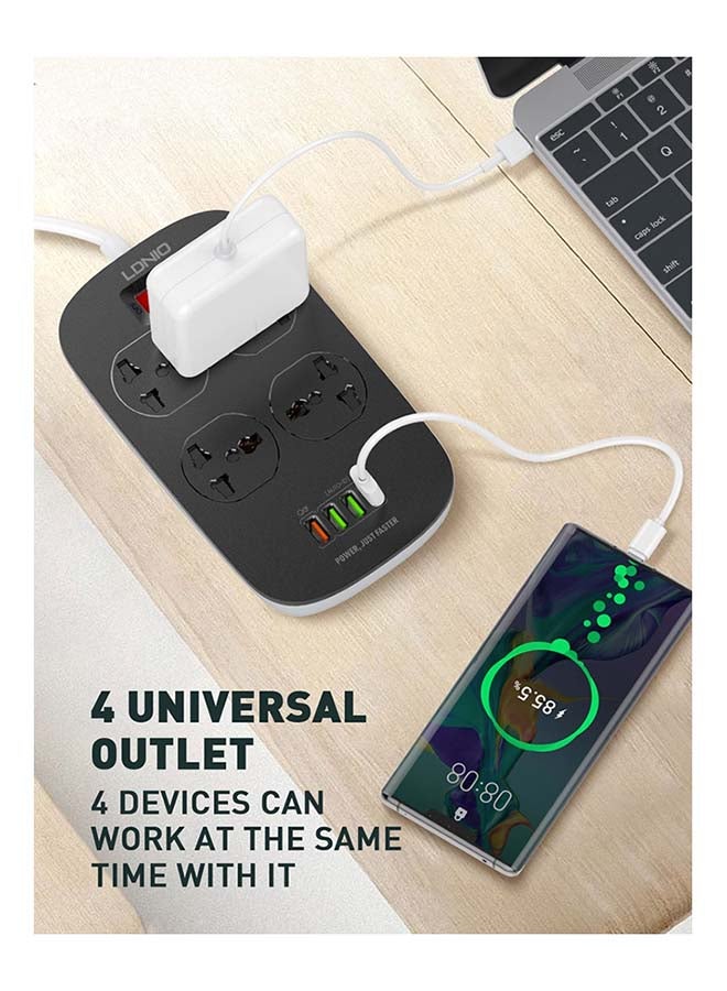 4 Power Sockets and 18W USB Ports Defender Series 2500w  Power Strip with QC USB Port Fast Charging  2M Power Cord Black 200cm - v1650343848/N44641042A_6