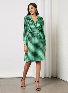 Polka Dot Overlap Front Mini Dress Night Sky