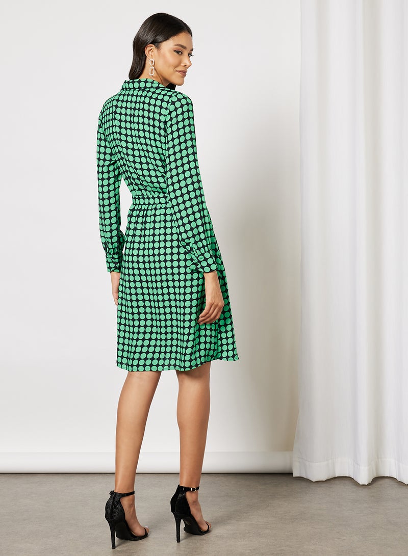 VERO MODA - Polka Dot Overlap Front Mini Dress Night Sky - Image 1
