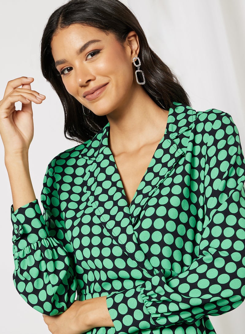 VERO MODA - Polka Dot Overlap Front Mini Dress Night Sky - Image 1
