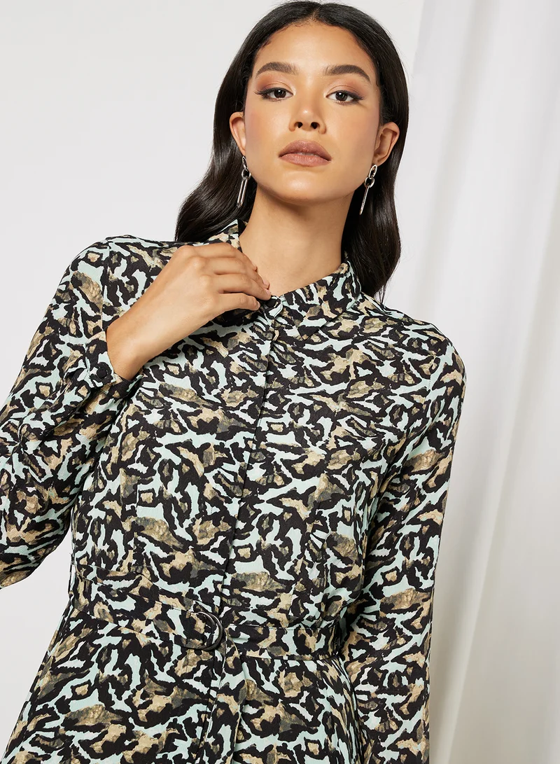 VERO MODA Collared Neck Mini Dress Multicolour