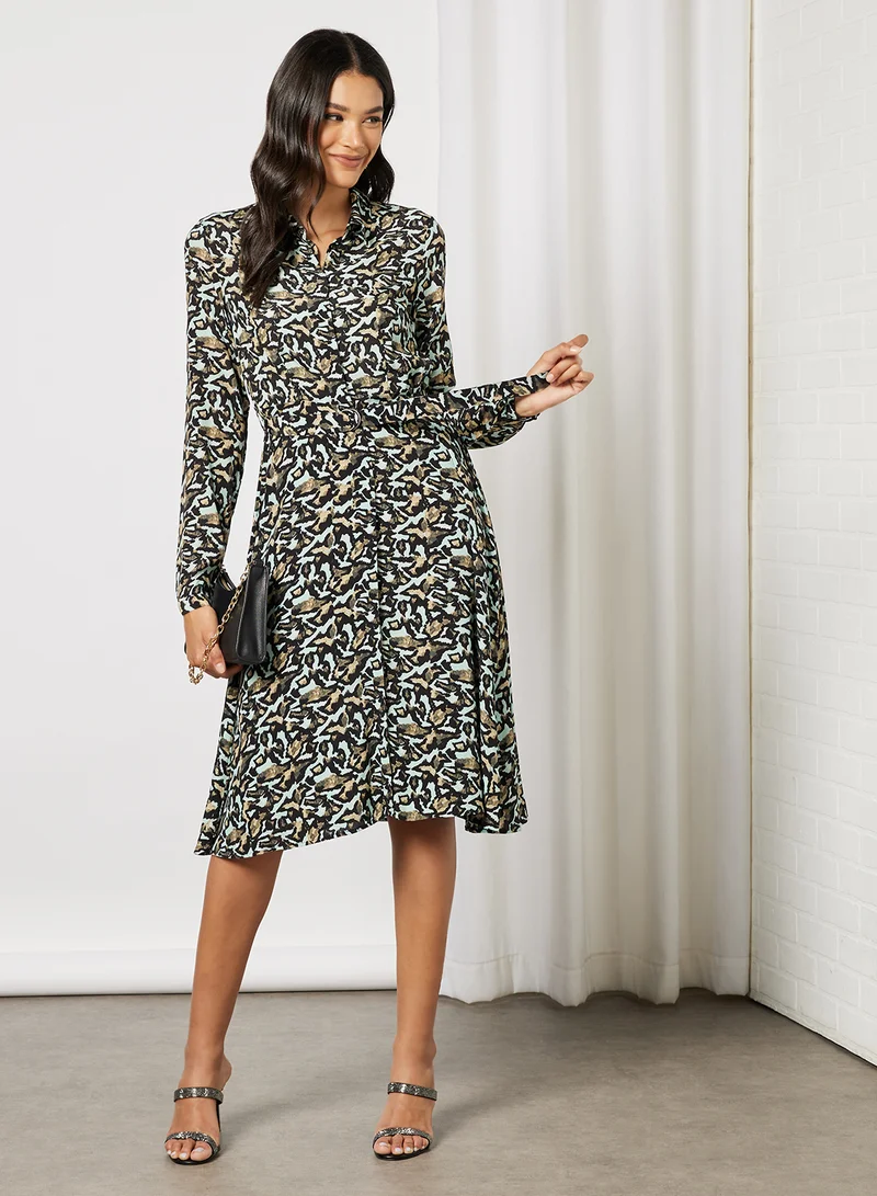 VERO MODA Collared Neck Mini Dress Multicolour