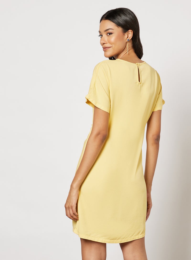VERO MODA - Round Neck Mini Dress Yellow - Image 1