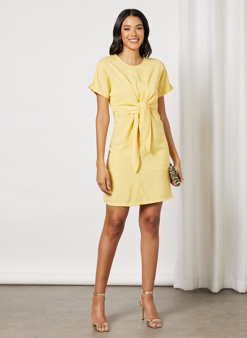 VERO MODA - Round Neck Mini Dress Yellow - Image 1