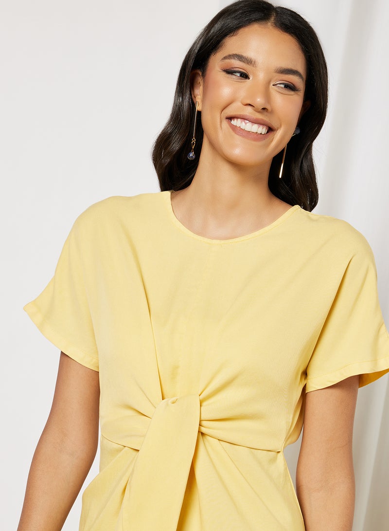 VERO MODA - Round Neck Mini Dress Yellow - Image 1