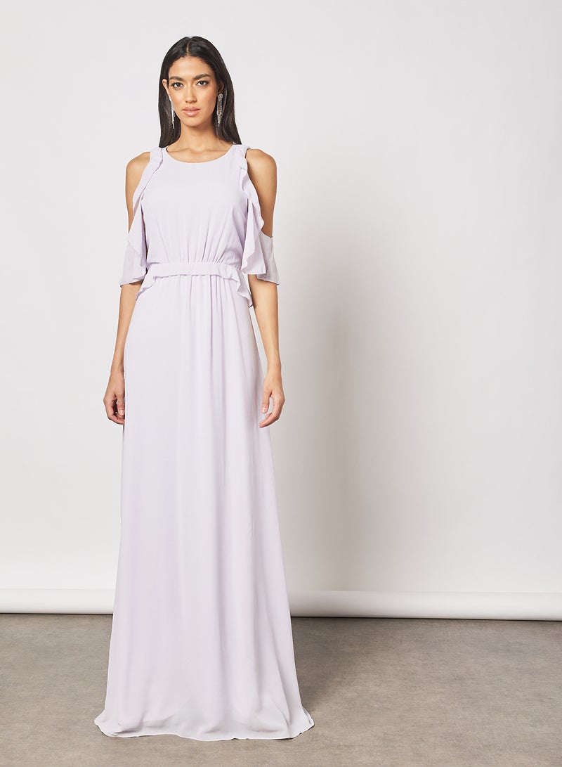 tfnc LONDON - Soledo Ruffle Detailed Cold Shoulder Maxi Dress Lavender - Image 1