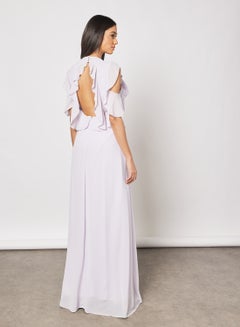 Soledo Ruffle Detailed Cold Shoulder Maxi Dress Lavender