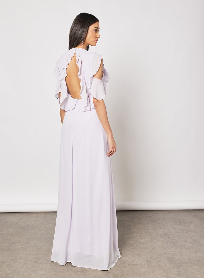 tfnc LONDON - Soledo Ruffle Detailed Cold Shoulder Maxi Dress Lavender - Image 1