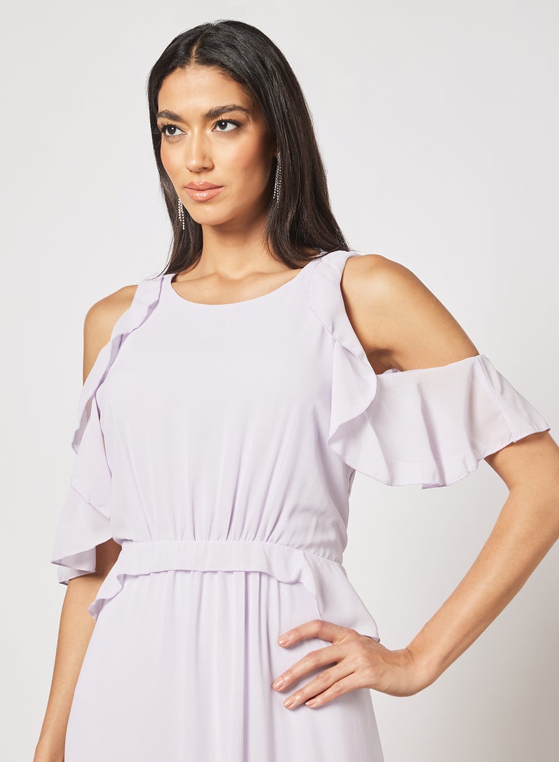 tfnc LONDON - Soledo Ruffle Detailed Cold Shoulder Maxi Dress Lavender - Image 1