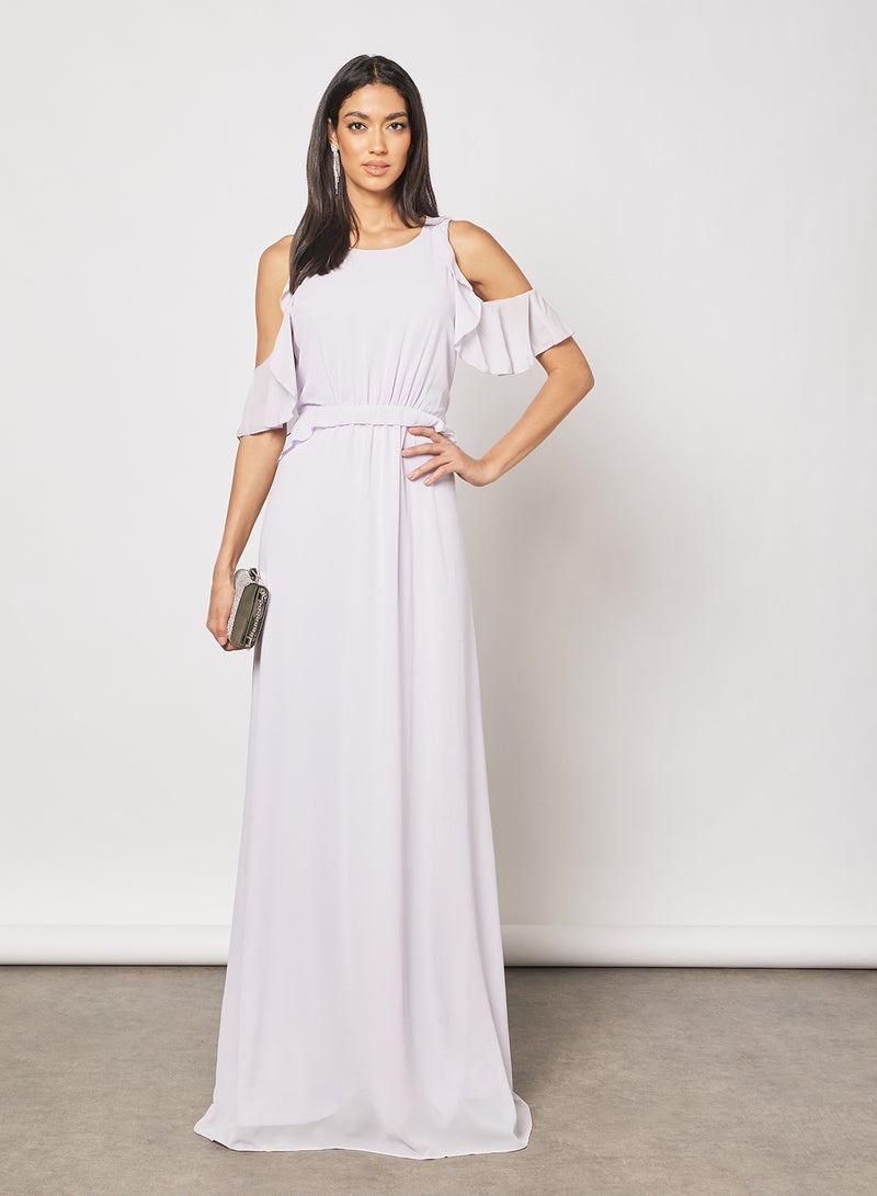 tfnc LONDON - Soledo Ruffle Detailed Cold Shoulder Maxi Dress Lavender - Image 1