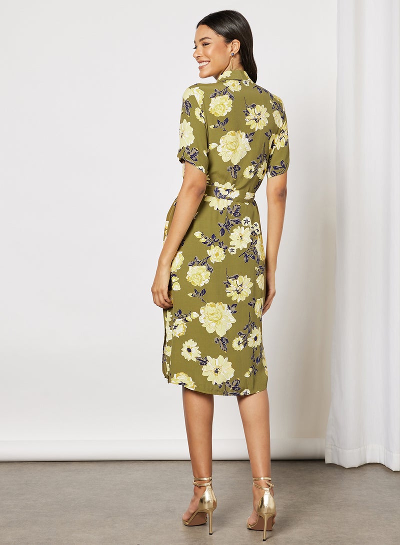 VERO MODA Floral Shirt Dress Fir Green  - Image 2