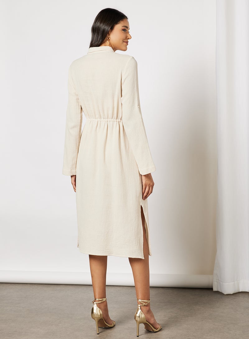VERO MODA Dual Pocket Shirt Dress Oatmeal  - Image 2