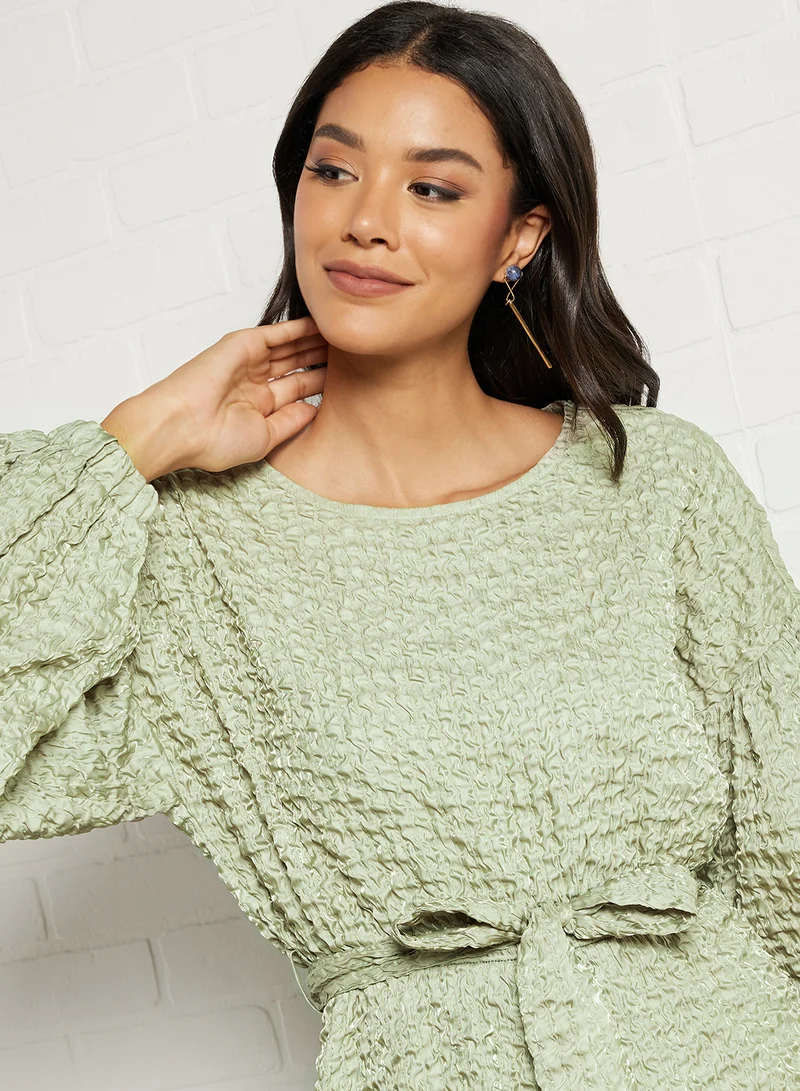 VERO MODA Belted Midi Dress Desert Sage