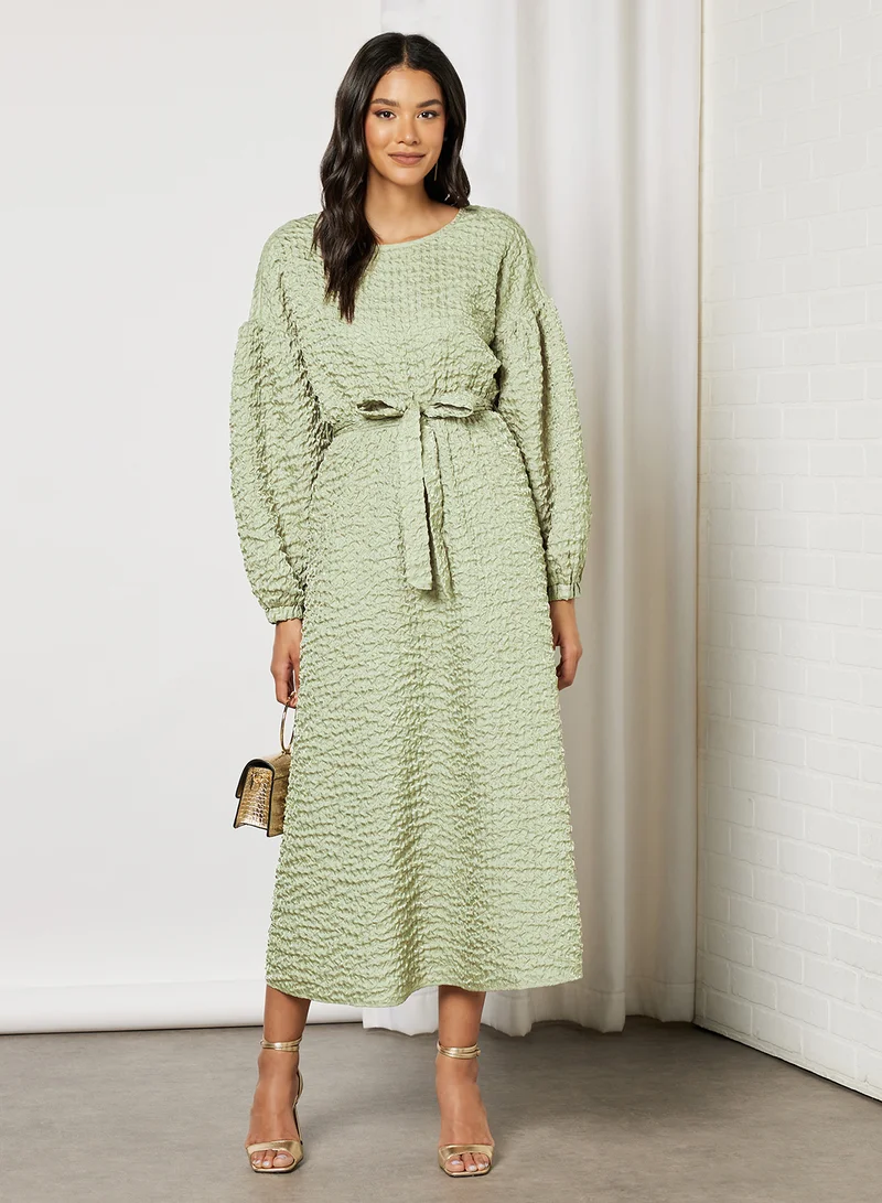 VERO MODA Belted Midi Dress Desert Sage