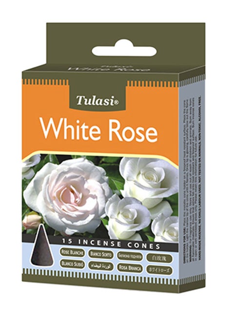 15-Piece Incense Dhoop Cone White Rose Green