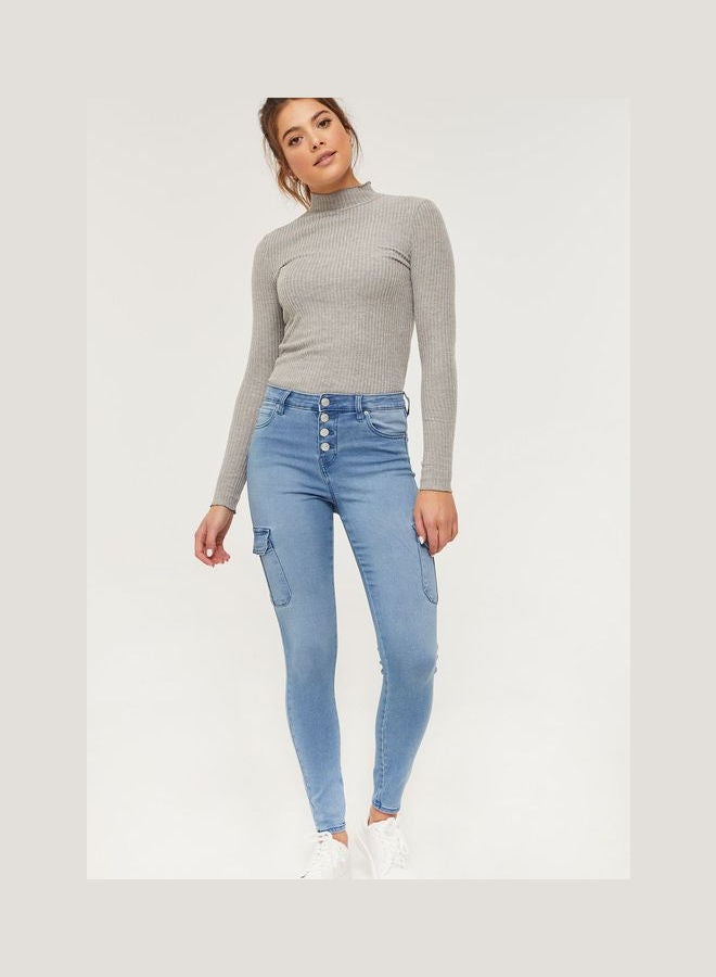 Ardene High Waist Jeggings Blue - Image 1