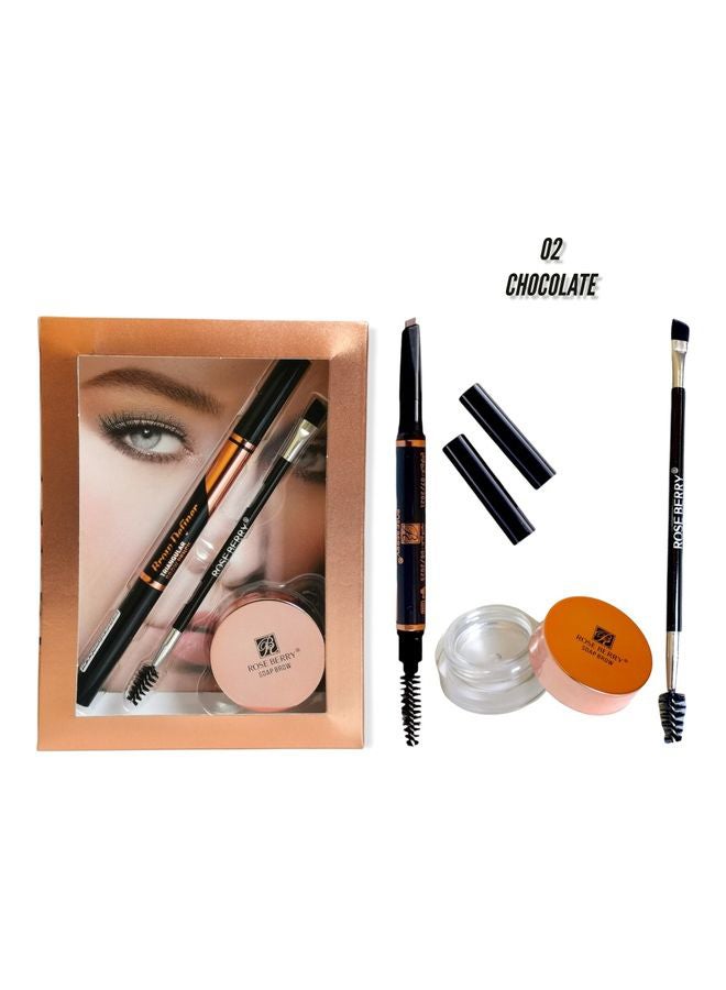 ROSE BERRY - 3 In1 Best Brows Ever Kit 02 Chocolate - Image 1