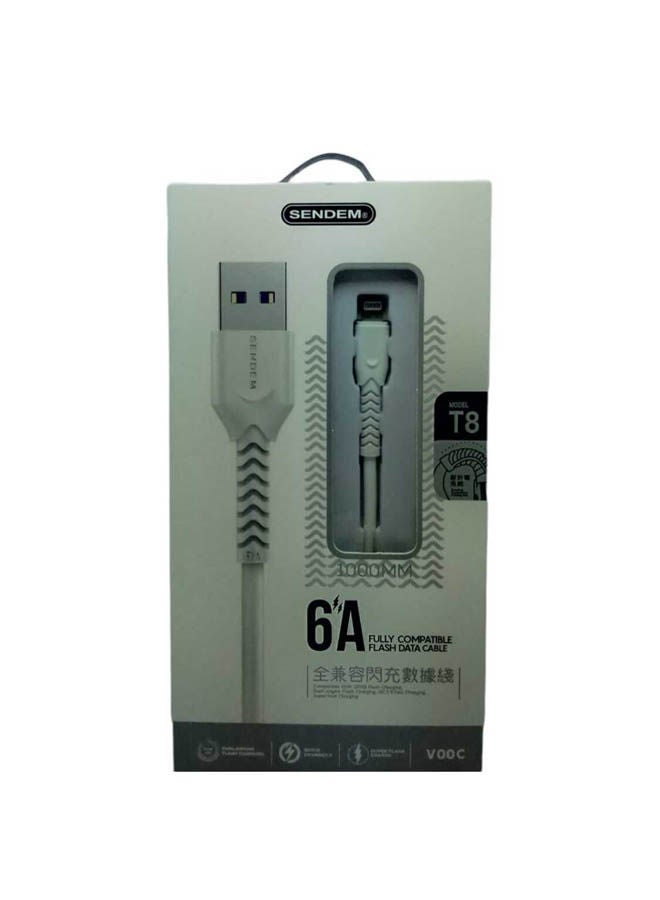 Sendem - Flash Data Cable Fully Compatible With T8-6A For Iphone White - Image 1