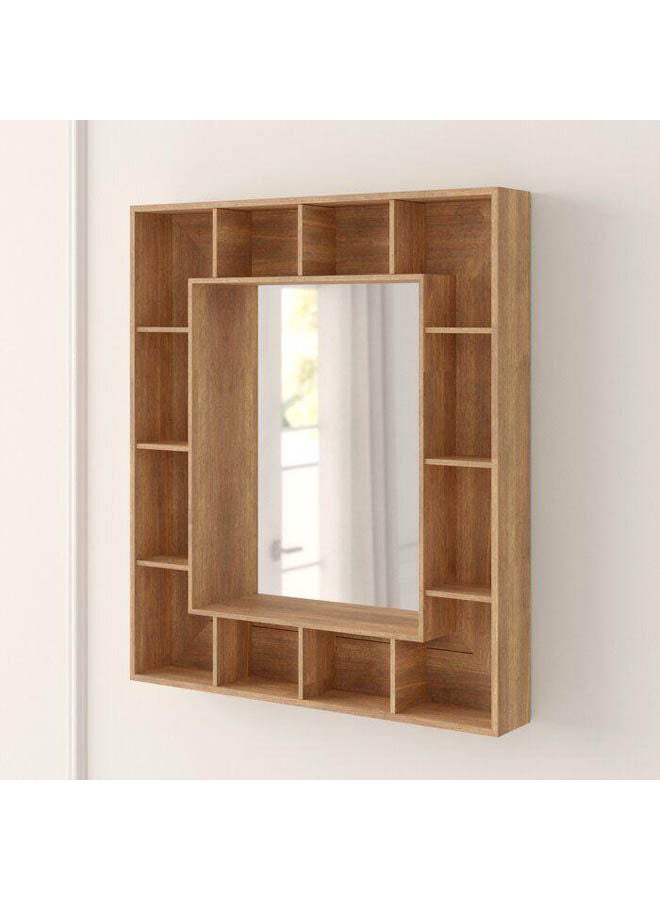decorative wall mirror 100x100x12 cm Brown
