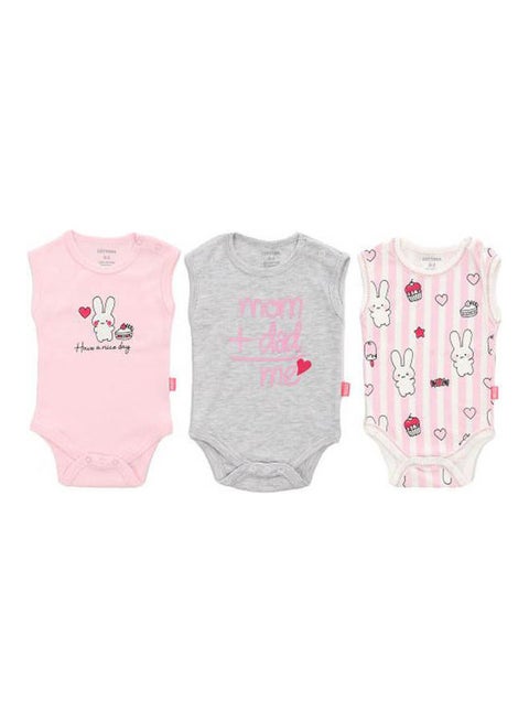 Bundle Of Three Cut Snap Closure Bodysuit Set For Newborn Multicolour