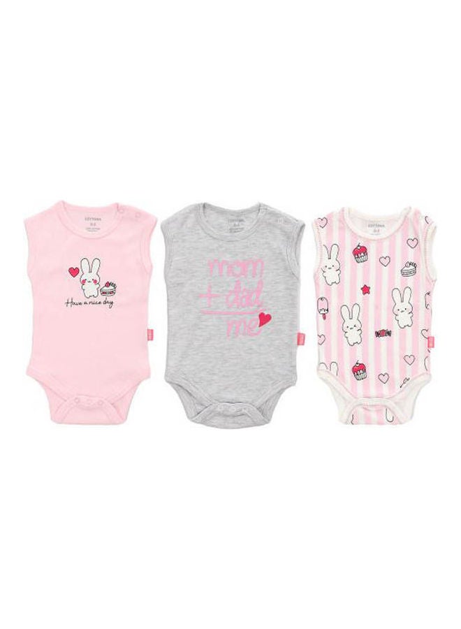 COTTONIL - Bundle Of Three Cut Snap Closure Bodysuit Set For Newborn Multicolour - Image 1