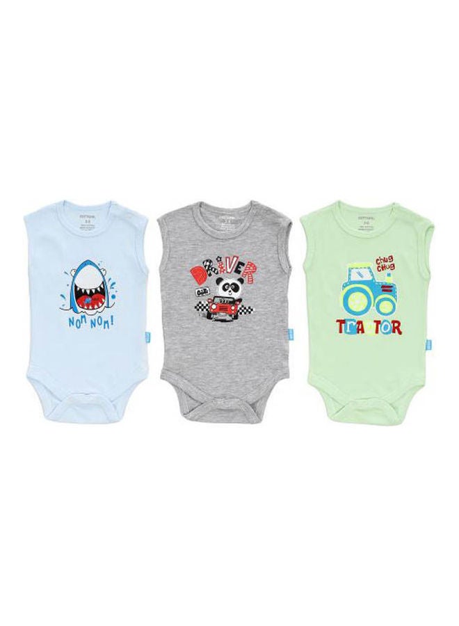 COTTONIL - Bundle Of Three Sleeves Snap Closure Bodysuit Multicolour - Image 1