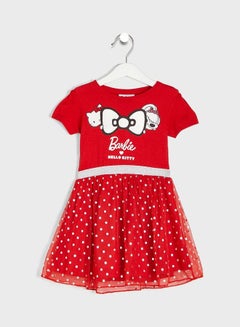 Kids Colour Block Dress Red