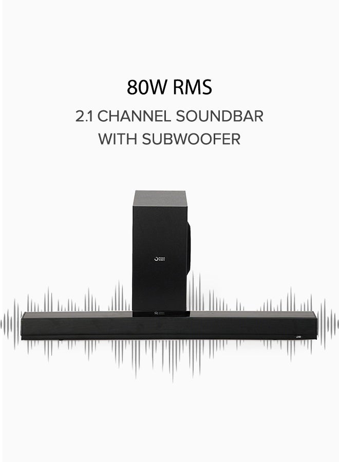 Noon East - 2.1 CH Soundbar Speaker - With 100 W Output, Powerful Bass, Bluetooth, USB Playback, Remote, HDMI & AUX S21C Black - Image 1