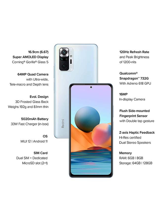 Xiaomi - Redmi Note 10 Pro Dual Sim Glacial Blue 8GB RAM 128GB 4G LTE - Indian Version - Image 1
