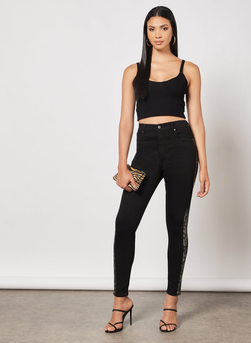 NA-KD - Side Stripe Jeans Black - Image 1