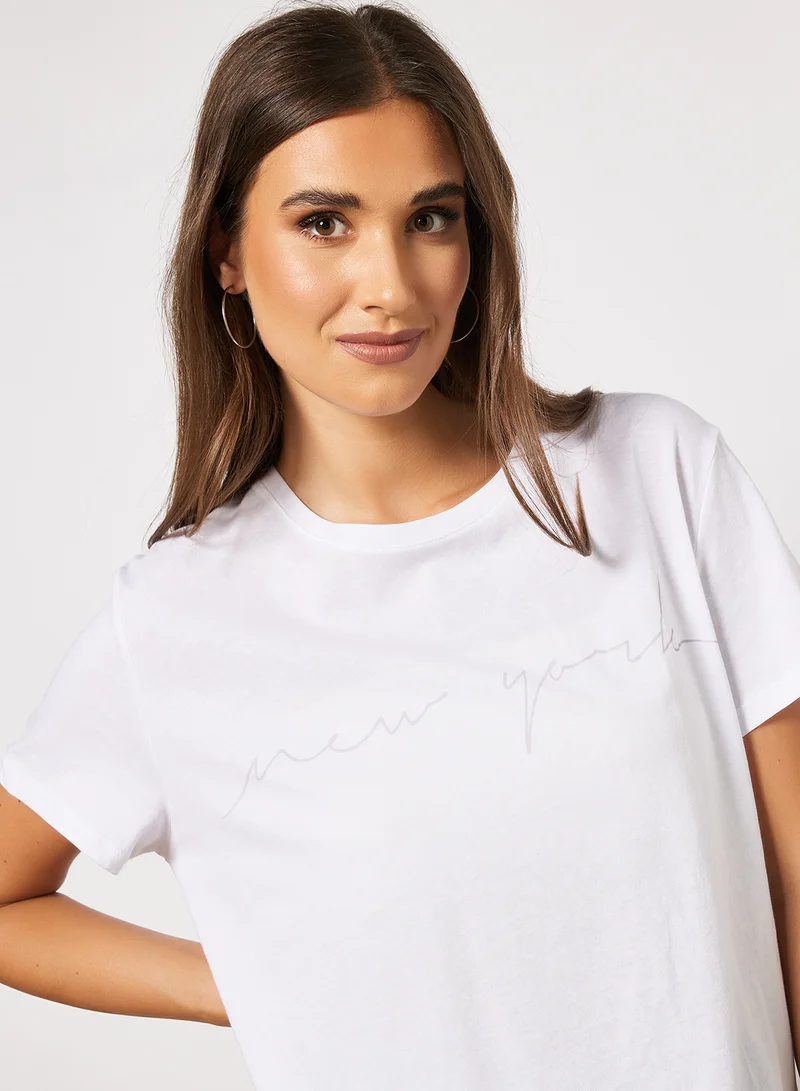 NA-KD New York T-Shirt White