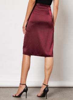 NA-KD Front Slit Satin Skirt Plum  - Image 2