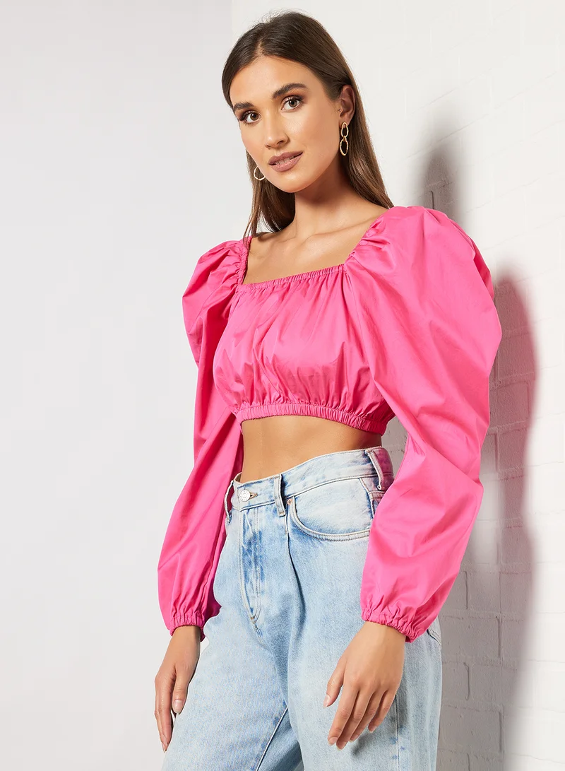 NA-KD Puff Sleeve Square Neck Top