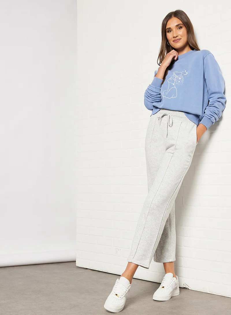 NA-KD Drawstring Elastic Sweatpants Grey Melange