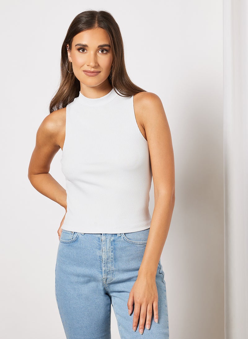 NA-KD Ribbed Jersey Top Light Blue  - Image 1