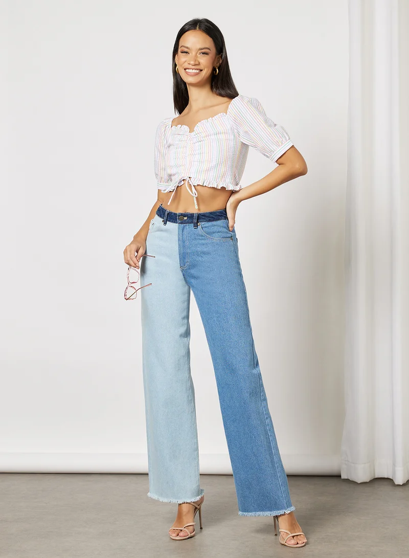 Pimkie Stripe Print Ruched Top Multicolour