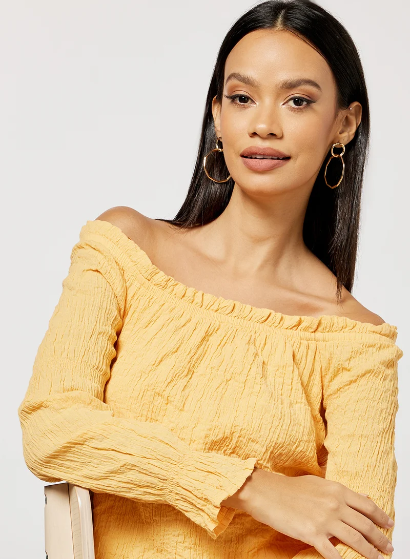 Pimkie Shirred Top Orange