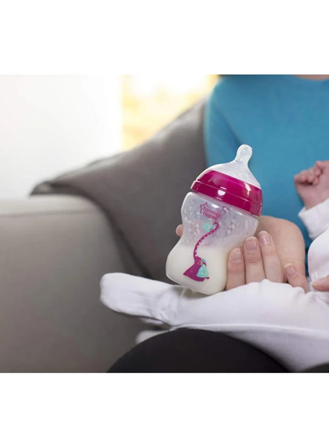 تومي تيبي Pack Of 1 Advanced Anti-Colic Baby Bottle, Slow-Flow Venting System 0 Months+, 260  ml, Purple