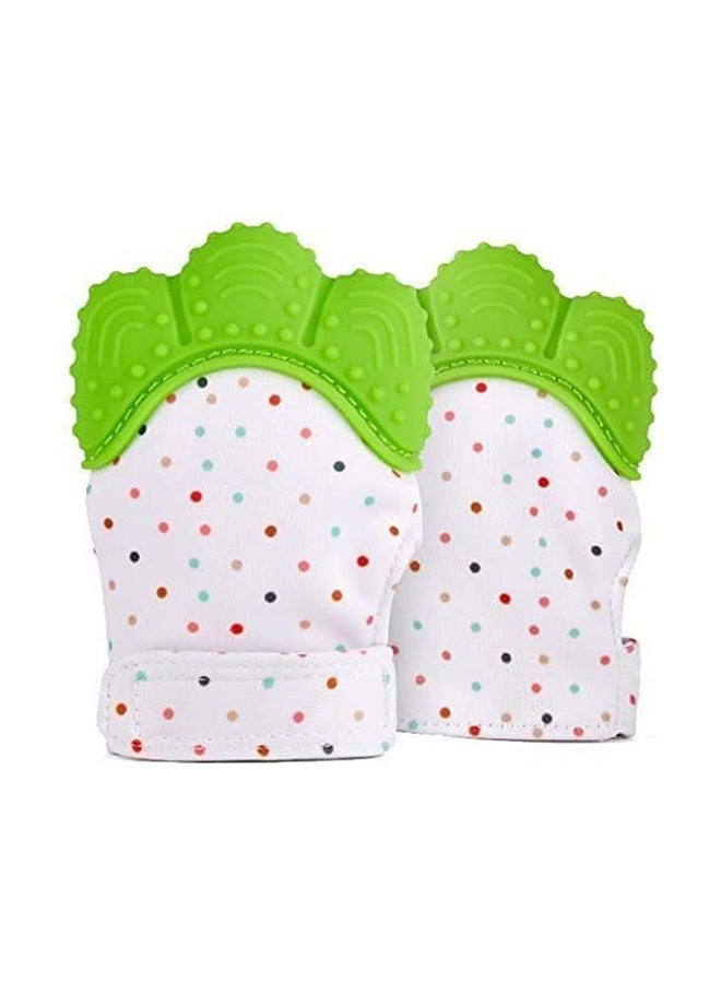 YOBAYE Baby Silicone Mitten For Self-Soothing Pain Relief And Teething Glove - Green  - Image 4