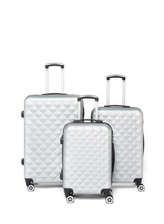 Noon East 3-Piece ABS Hardside Spinner Iron Rod Luggage Trolley Set ...