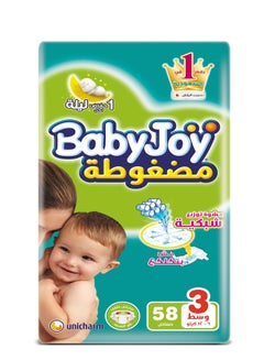 BabyJoy Disposable Diaper Medium Size 3(6-12 Kg), 58 Count  - Image 1