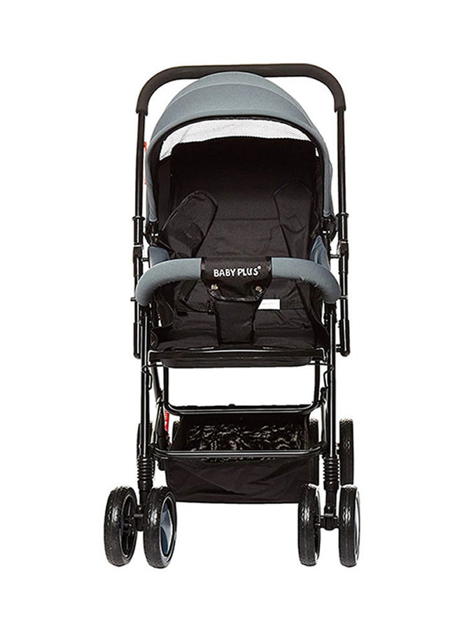 Multifunctional Pram Stroller, Built-In Canopy And Basket, 2-Point Simple Safe Belt, Newborn - Grey