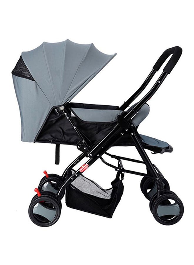 Multifunctional Pram Stroller, Built-In Canopy And Basket, 2-Point Simple Safe Belt, Newborn - Grey