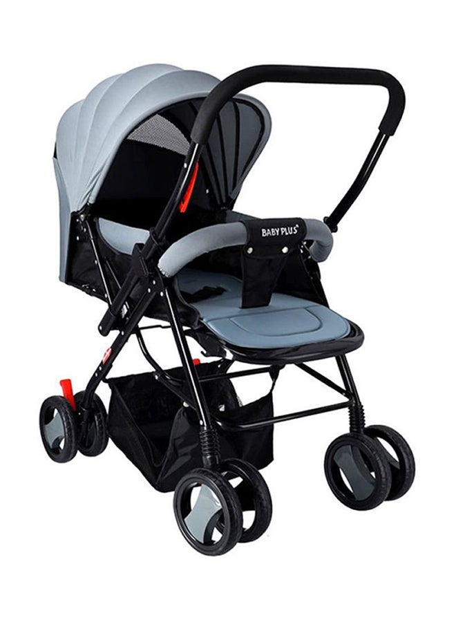 Multifunctional Pram Stroller, Built-In Canopy And Basket, 2-Point Simple Safe Belt, Newborn - Grey