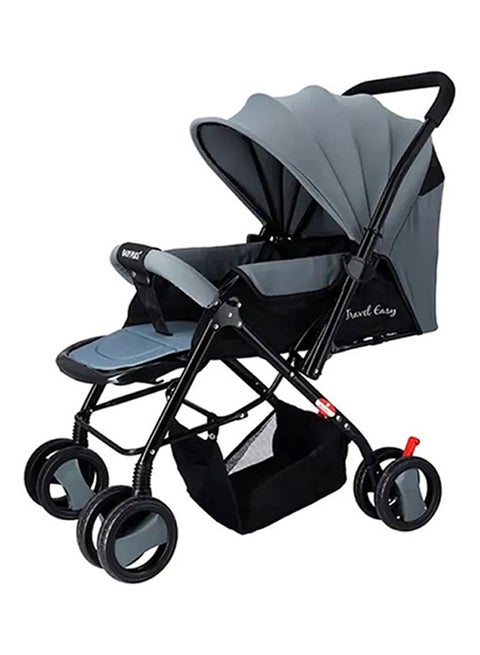 Multifunctional Pram Stroller, Built-In Canopy And Basket, 2-Point Simple Safe Belt, Newborn - Grey