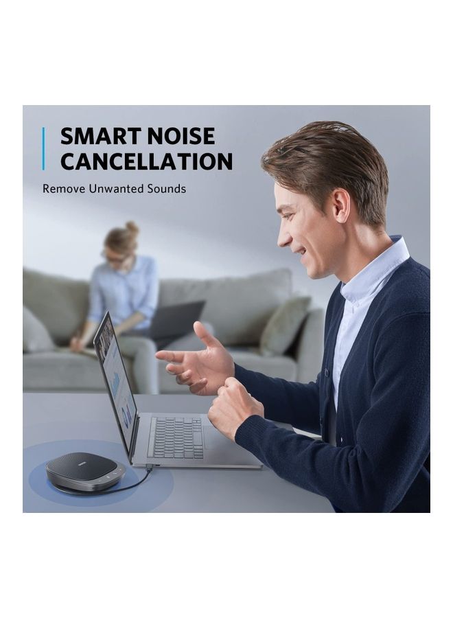 Anker - PowerConf S360 USB Speakerphone Conference Microphone With Smart Voice Enhancement, 4-Port USB Hub With HDMI Port Black - Image 1